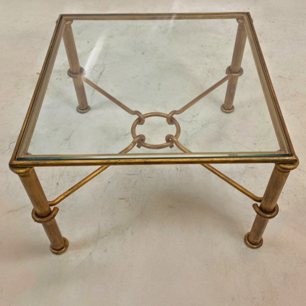 Salontafel Banci Florence jaren 70 Hérmes model verguld, Huis en Inrichting, Tafels | Salontafels, Ophalen, Gebruikt, 50 tot 100 cm