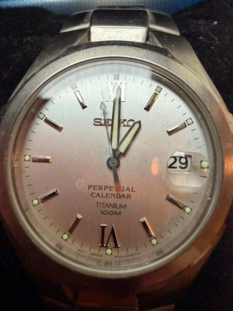 A vintage Seiko Perpetual Calendar titanium model., Ophalen of Verzenden, Staal, Overige merken, 1960 of later