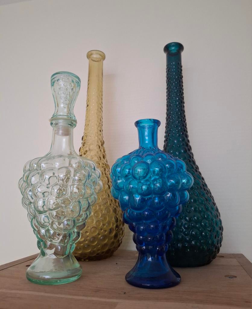 4 Empoli karaffen. Genie bottles, Antiek en Kunst, Antiek | Glas en Kristal, Ophalen of Verzenden