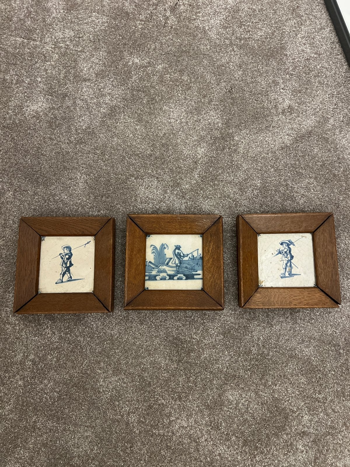 Set van 3 klassieke blauw-witte keramische wandtegels, Ophalen of Verzenden
