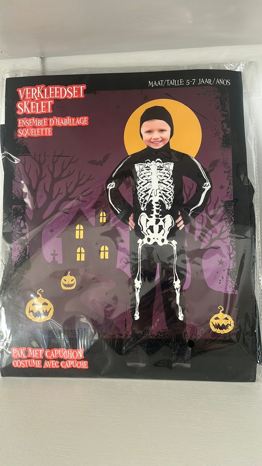 Nieuw! Halloween pak skelet 5-7 jaar, Ophalen of Verzenden, Nieuw, Jongen of Meisje