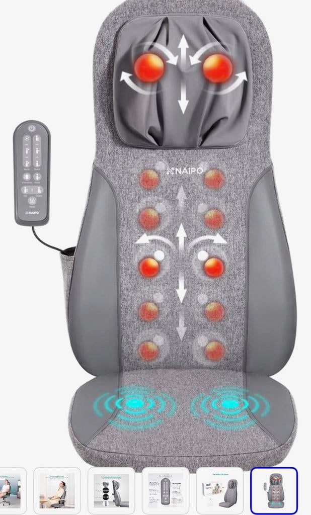 Naipo MGM-1205 massagekussen / massagestoel, Ophalen of Verzenden, Zo goed als nieuw, Controller
