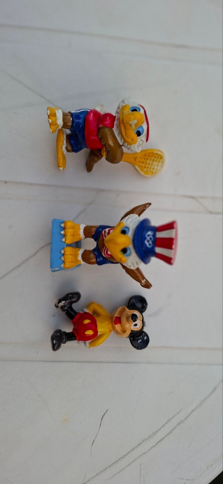3 Disney figuren 6 cm hoog, Ophalen, Gebruikt, Hardplasticfiguren