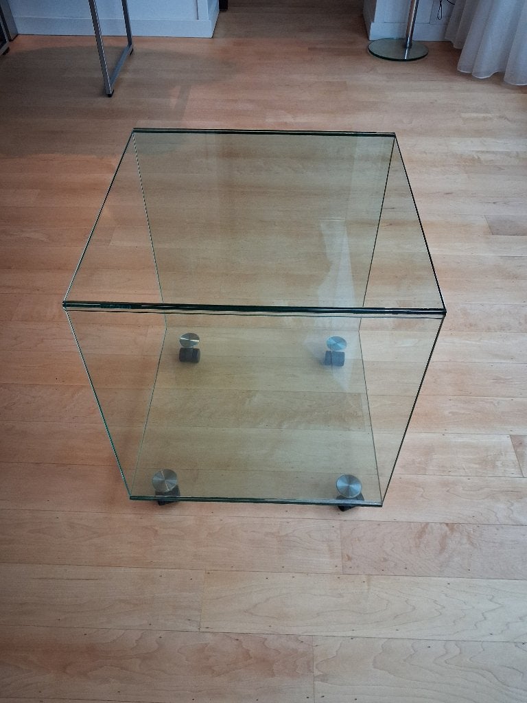 Glazen verrijdbare kubus., Huis en Inrichting, Ophalen, Minder dan 45 cm, Minder dan 55 cm, Vierkant