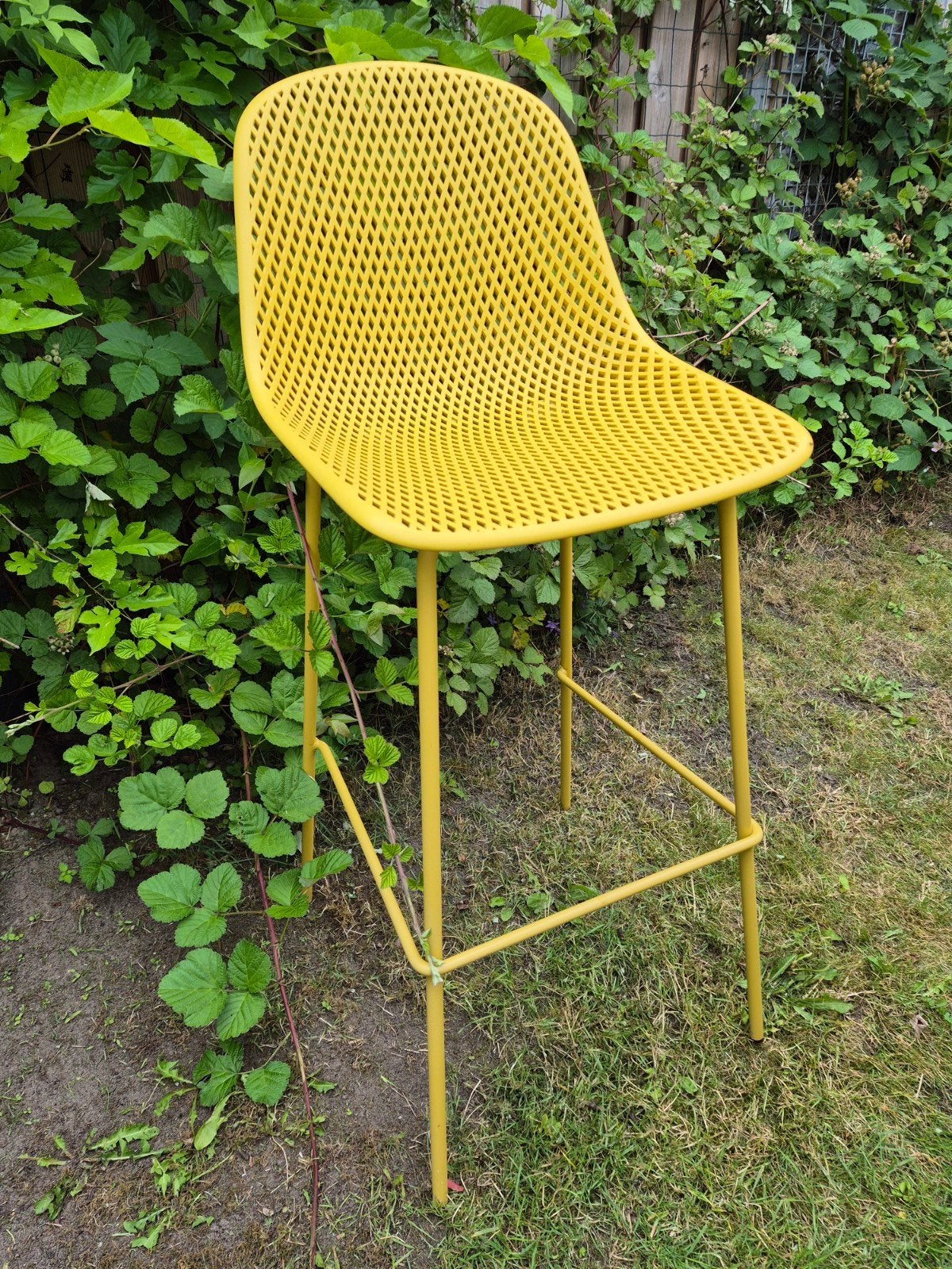4 Gele barkrukken met kunststof zittingen, Ophalen, Gebruikt, 90 cm of meer, Metaal