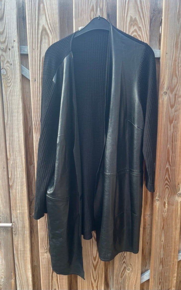 Samoon Zwart vest met leerlook details - Maat 48, Samoon, Ophalen of Verzenden, Zo goed als nieuw, Zwart