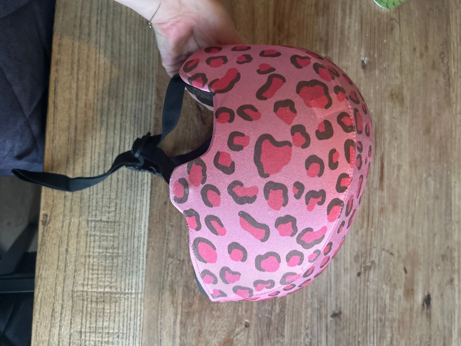 Kinder fietshelm roze luipaardprint maat M (52-56cm), Ophalen of Verzenden, Gebruikt, M, Jongen of Meisje