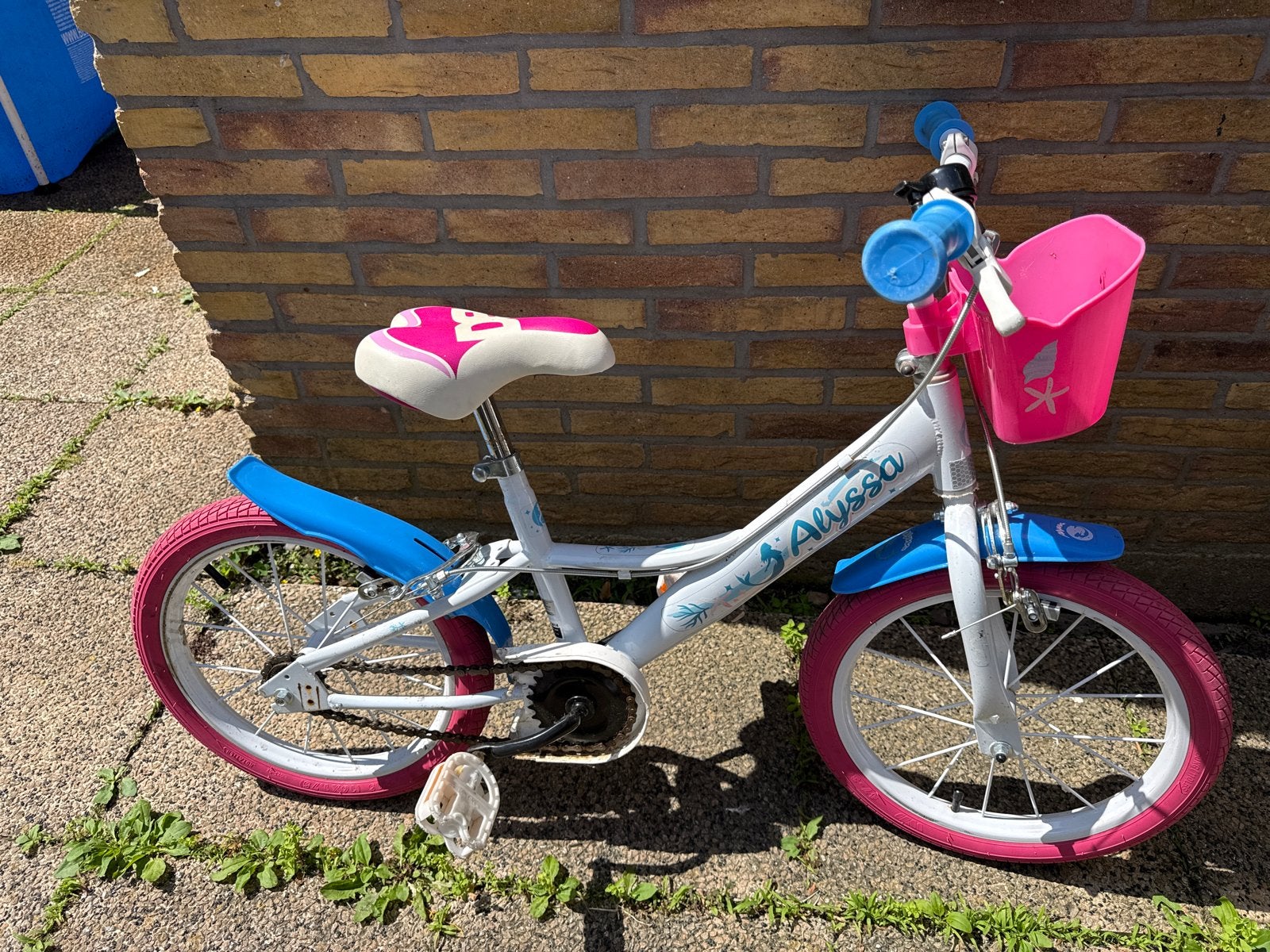 Alyssa kinderfiets met zijwielen - Roze/Wit, Zijwieltjes, Velgrem, Ophalen of Verzenden, 16 tot 20 inch