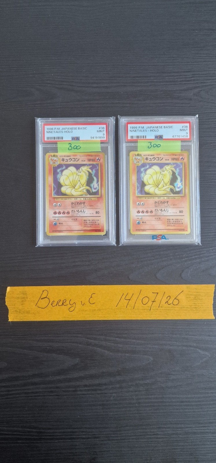 Pokemon PSA 9 Japanese Ninetails Base set - 2 stuks JapansHo, Ophalen, Zo goed als nieuw