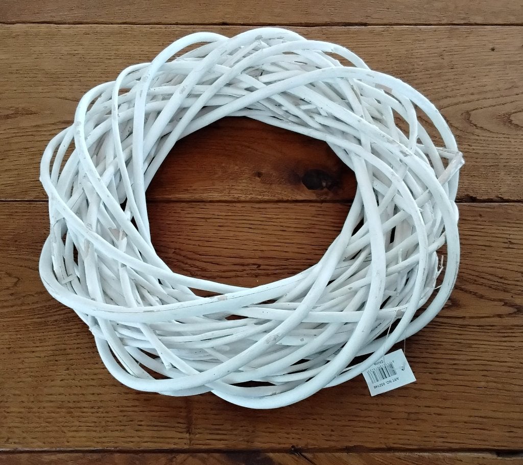 Witte rotan krans - wit - nieuw - doorsnede 32 à 33 cm, 33 cm, Krans, Rotan, Nieuw