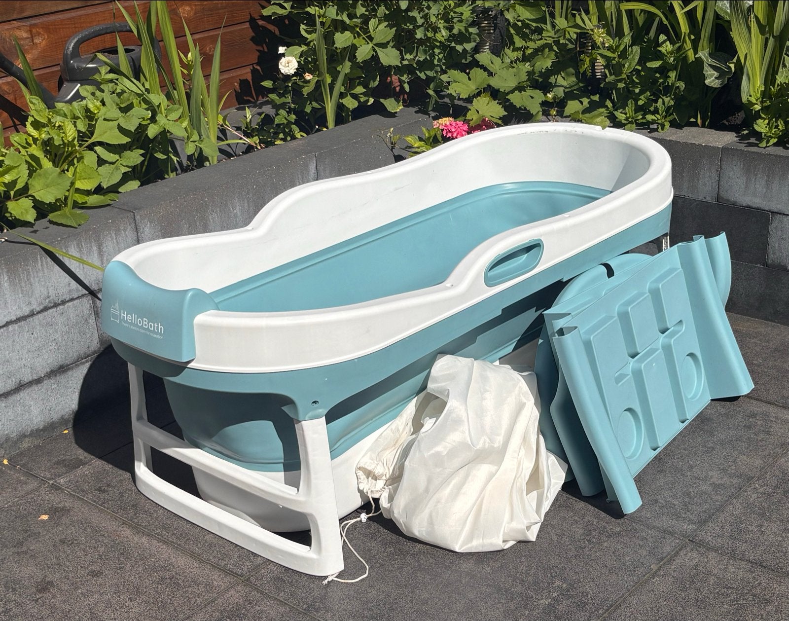 HelloBath Opvouwbaar bad James XL Blauw, Ophalen, 100 tot 150 cm, Overige typen, Zo goed als nieuw