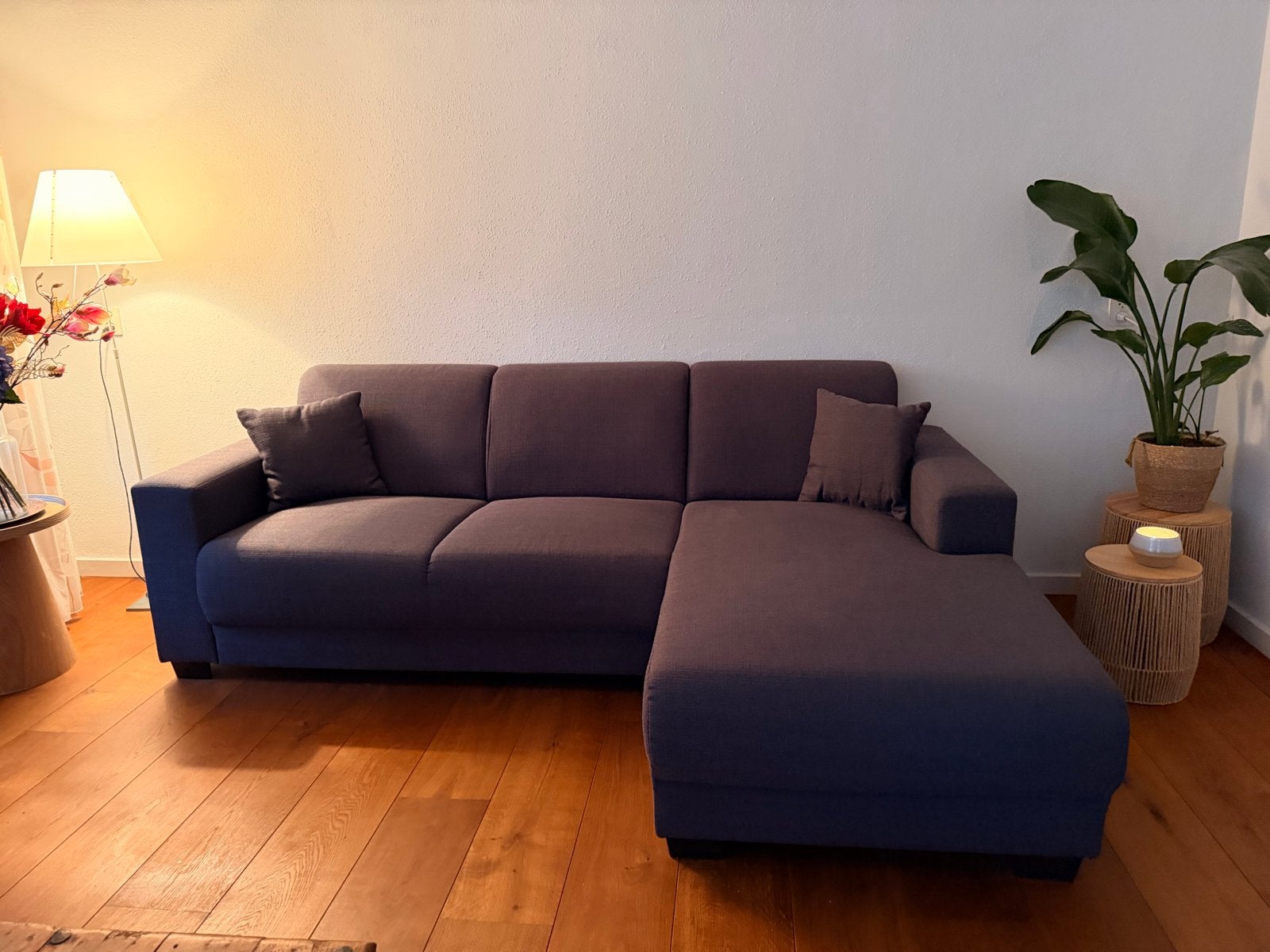 Antracietgrijze loungebank - Zo goed als nieuw, Ophalen, 250 tot 300 cm, 100 tot 125 cm, Hoekbank