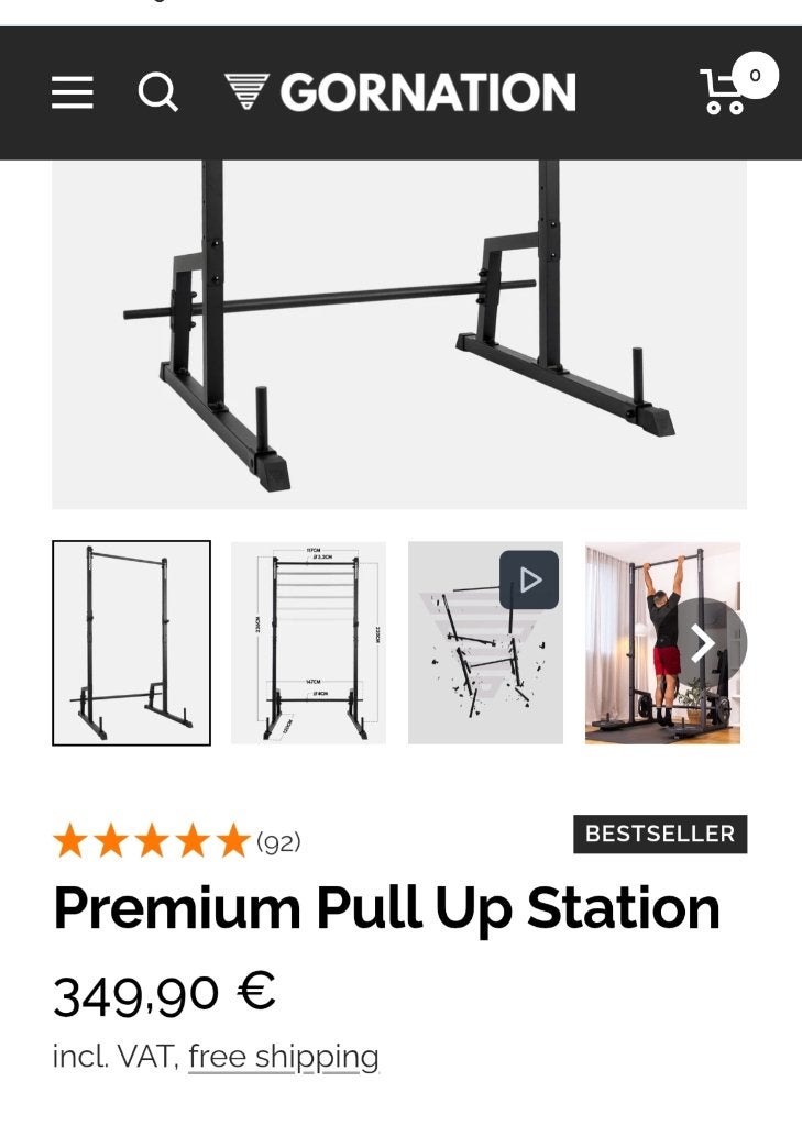 Gornation Premium Pull Up Station - Krachtstation, Ophalen, Zo goed als nieuw, Rug, Oprekstang