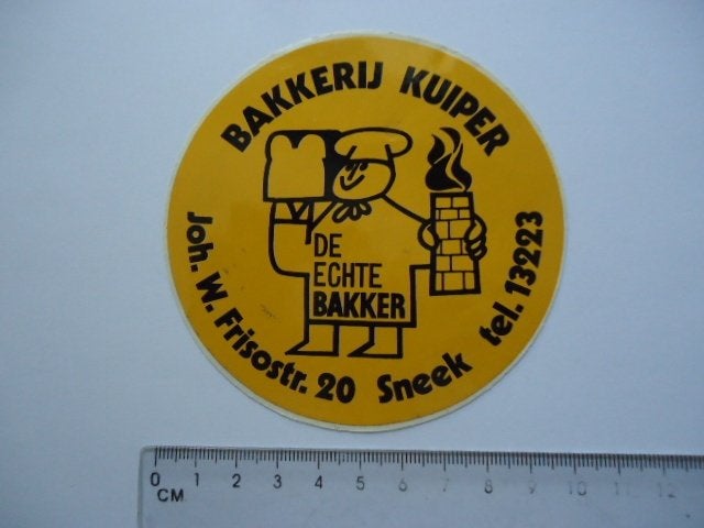 sticker Jaren 70 SNEEK Friesland Bakker KUIPER vintage brood, Verzamelen, Verzenden, Zo goed als nieuw