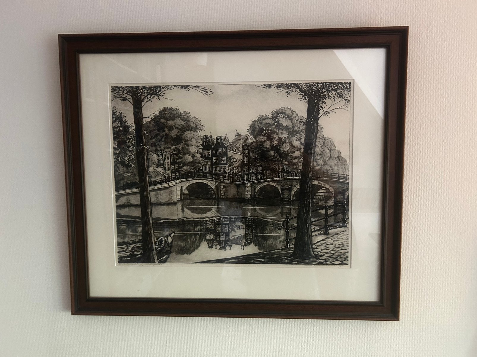 Cornelis Brandenburg – ets “Keizersgracht - Reguliersgracht”, Antiek en Kunst, Ophalen, Origineel, Ets, Stadsgezicht