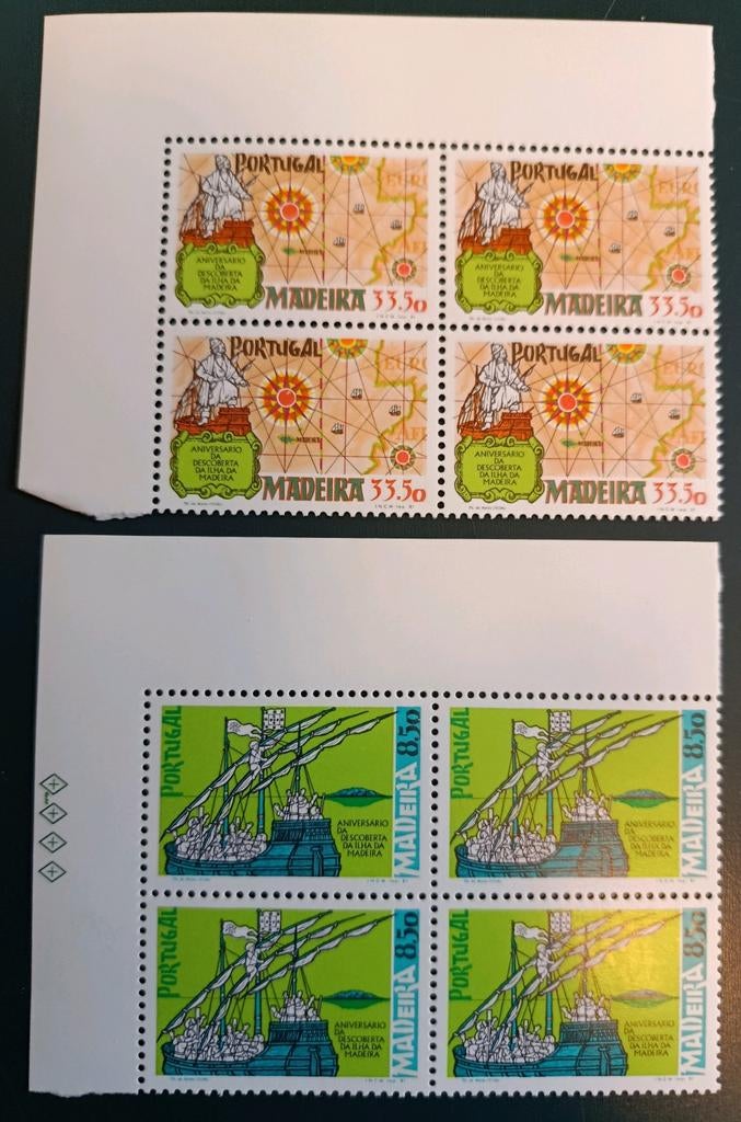 Madeira. Twee fraaie postfrisse hoekstukken., Ophalen of Verzenden, Portugal, Postfris