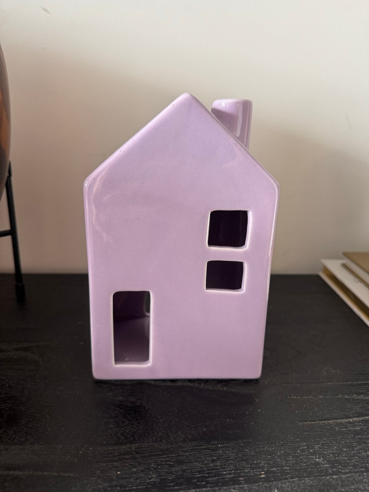 Lila stenen decoratie huisje voor waxinelichtje, Ophalen of Verzenden, Nieuw, Paars, Steen/keramiek