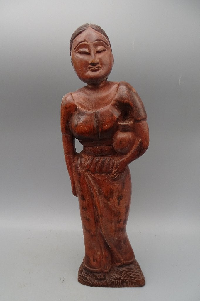 Javaans houten vrouwenbeeld beeld uit Indonesië 31,5 cm, Ophalen of Verzenden