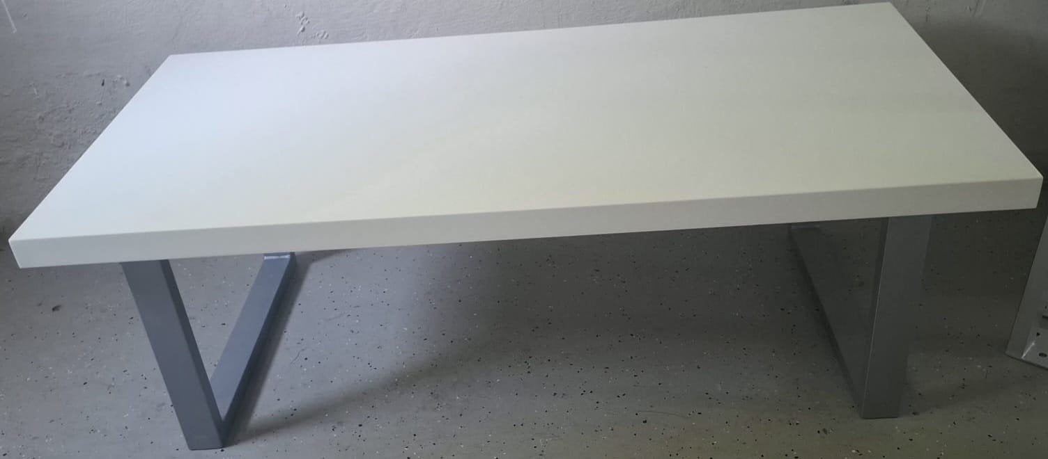 Hoogglans wit salontafel en eettafel, Ophalen, Gebruikt, 150 tot 200 cm, 200 cm of meer