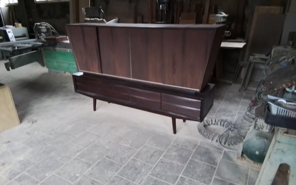 Vintage Dressoir met Opzetkast - Jaren '60 Design, Antiek en Kunst, Ophalen of Verzenden