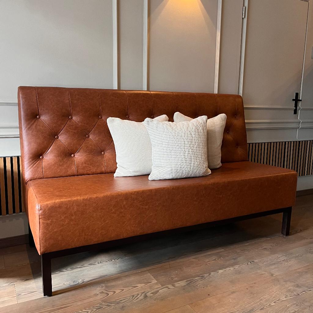 IN PRIJS VERLAAGD- Luxe Eetbank - 3 persoons - Kunstleder, Ophalen, Bruin, Leer, Zo goed als nieuw