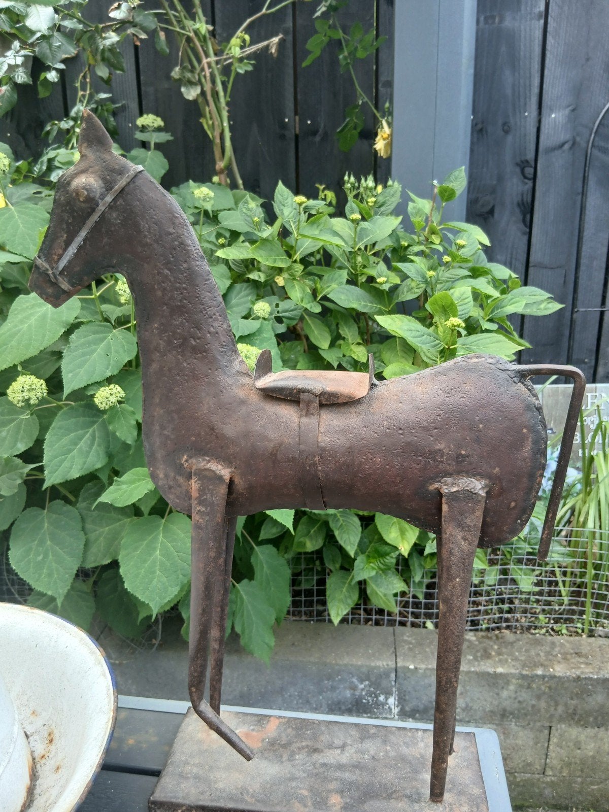 Vintage folk art metalen paard, Ophalen of Verzenden