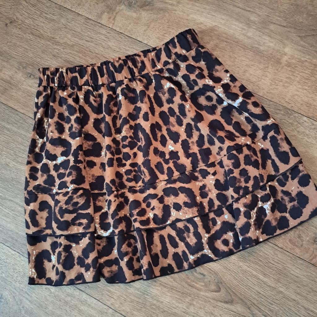 rok mt. 36 panter bruin zwart, Kleding | Dames, Rokken, Bruin, Ophalen of Verzenden, Zo goed als nieuw, Maat 36 (S)