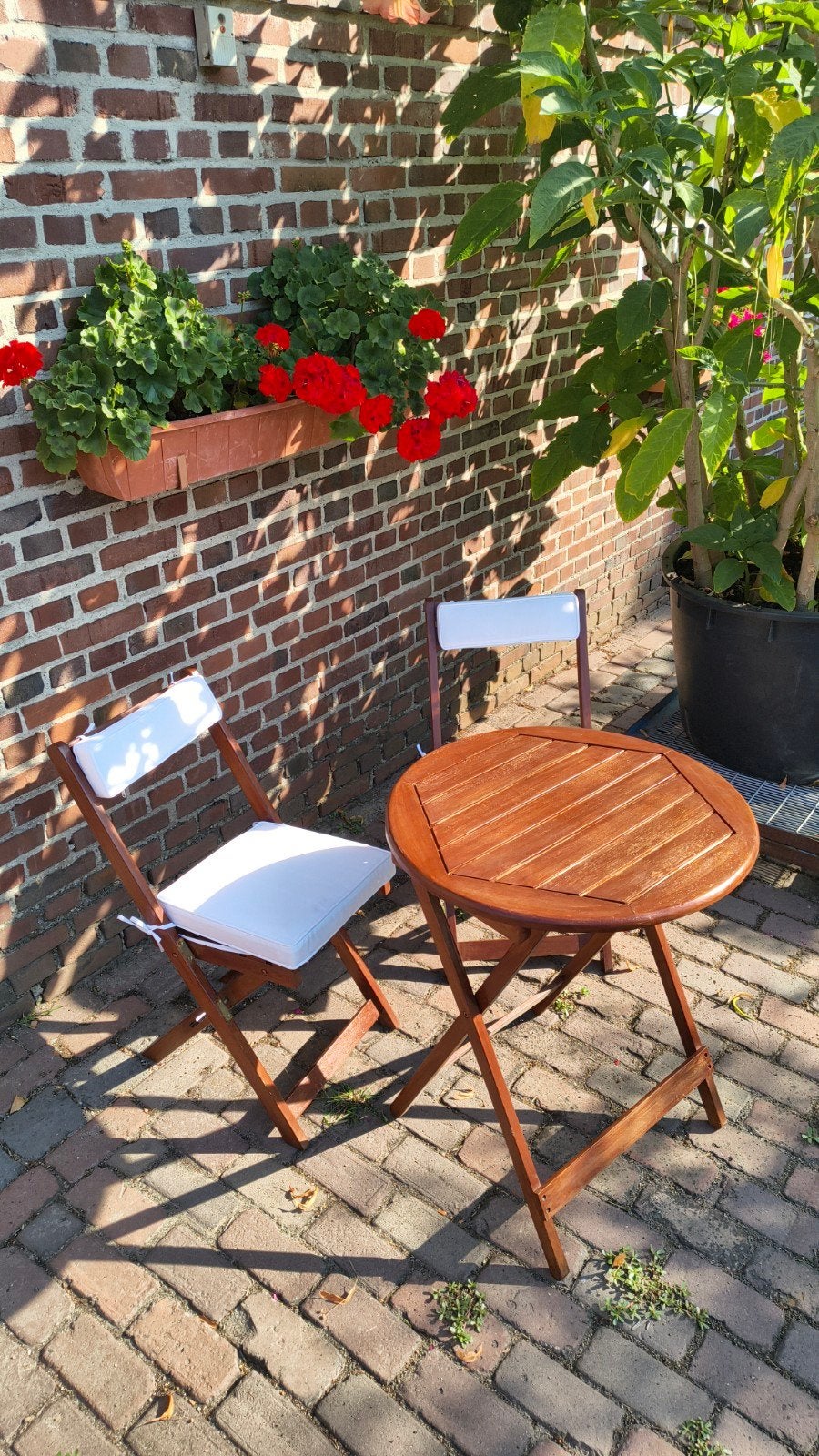Bistro set, Tuin en Terras, Ophalen, Gebruikt, Overige materialen, 2 zitplaatsen