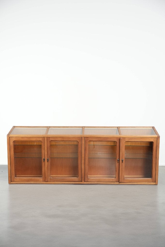 Vintage houten balie/ vitrinekast/ display/ museum kast, Ophalen, Glas, ., Vintage, Klassiek
