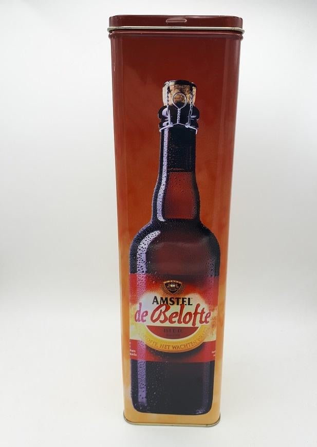 Amstel Blik van De Belofte leeg, Verzamelen, Biermerken, Gebruikt, Reclamebord, Plaat of Schild, Amstel, Ophalen of Verzenden