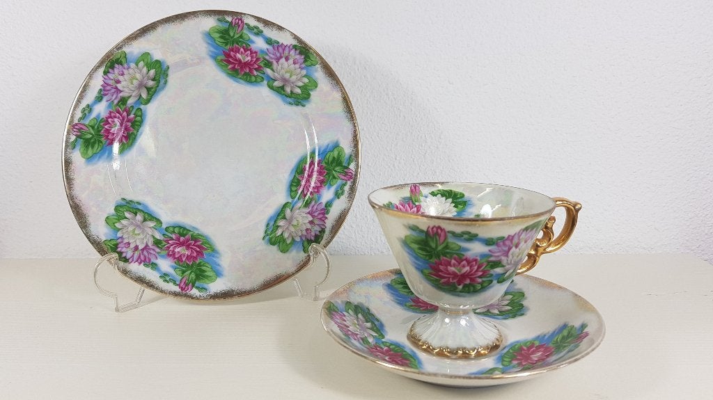 UCAGCO Japans porselein ontbijtset Juli, jaren 50/60. 6A1, Antiek en Kunst, Antiek | Servies los, Ophalen of Verzenden