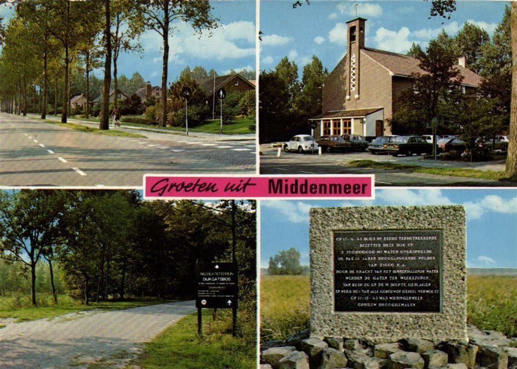 Groeten uit Middenmeer - 4 afb - 1978 gelopen, Verzamelen, Ansichtkaarten | Nederland, Ophalen of Verzenden, Voor 1920, Gelopen