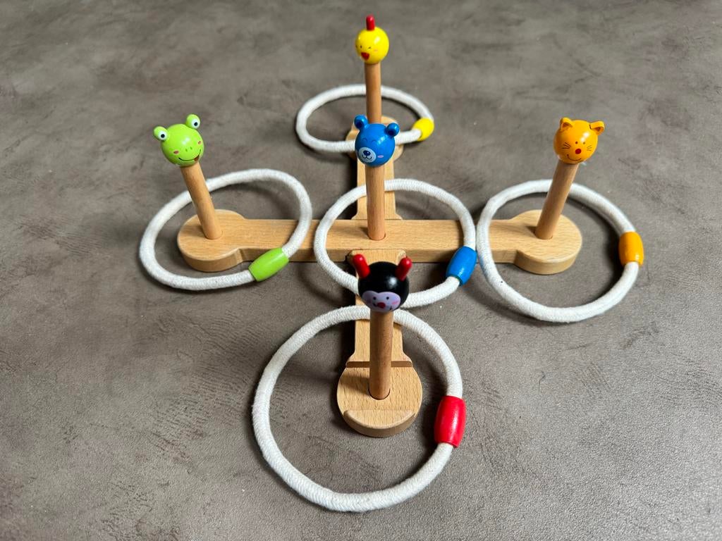 Houten Ringwerpspel met Leuke Dierenfiguren, Ophalen of Verzenden, Zo goed als nieuw, Jongen of Meisje