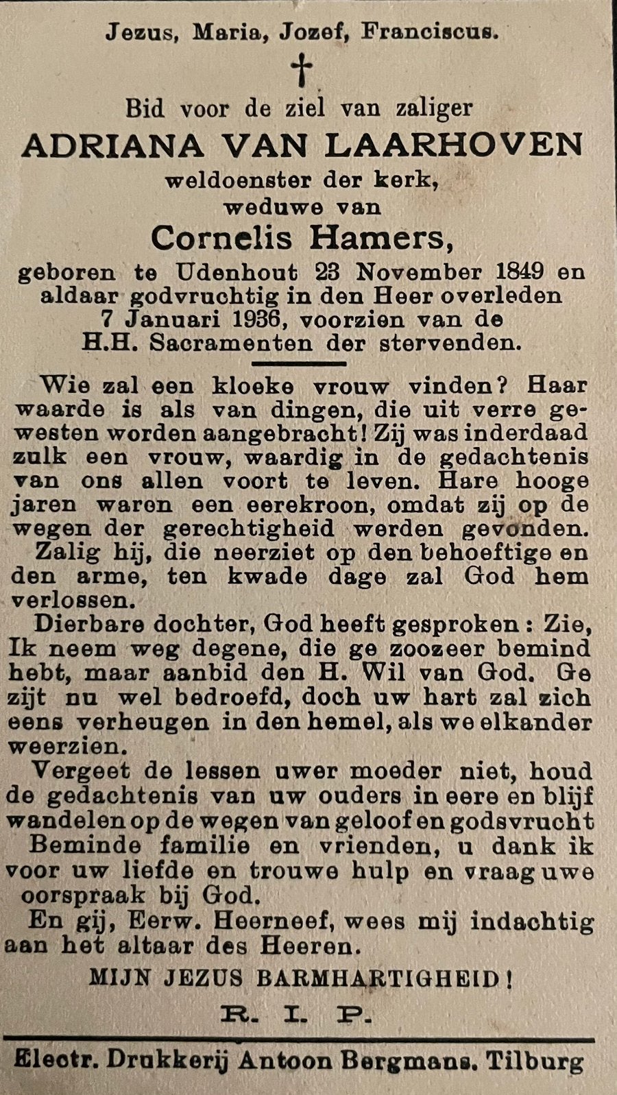 Adriana van Laarhoven 1849 Udenhout, Ophalen of Verzenden