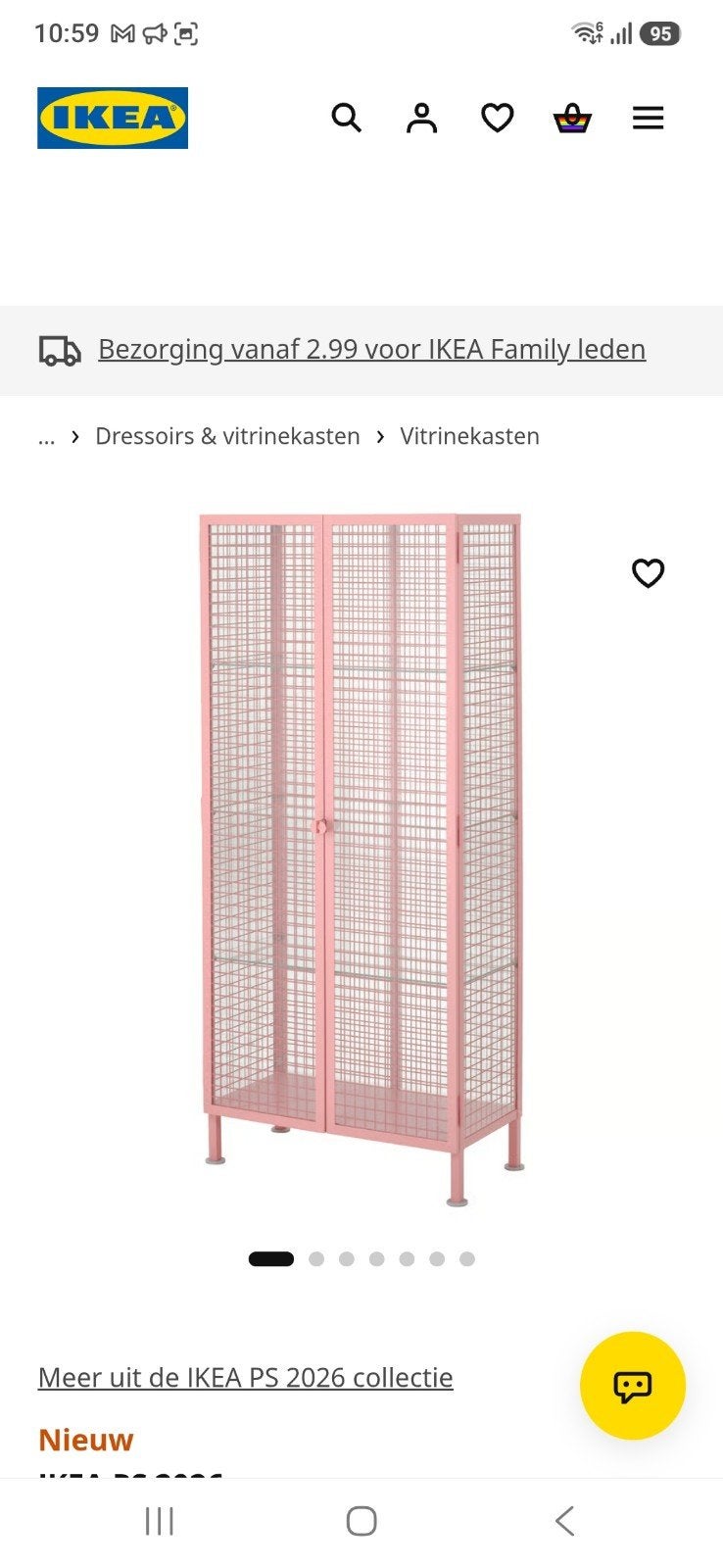 Gezocht! vitrinekast Ikea roze  PS 2026, Ophalen of Verzenden, Zo goed als nieuw