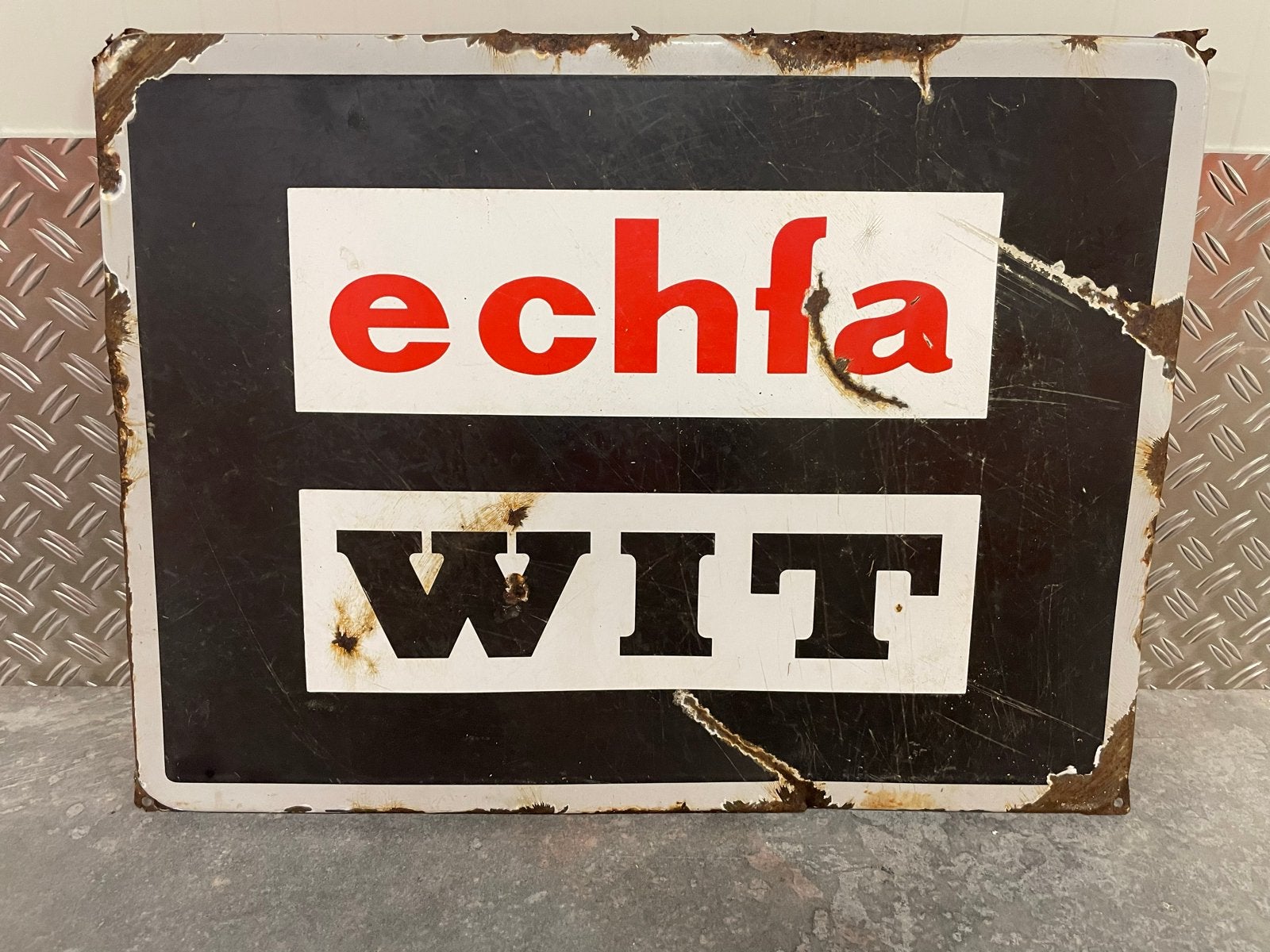 Vintage Echfa Wit Emaille Reclamebord - Zeldzaam, Ophalen of Verzenden