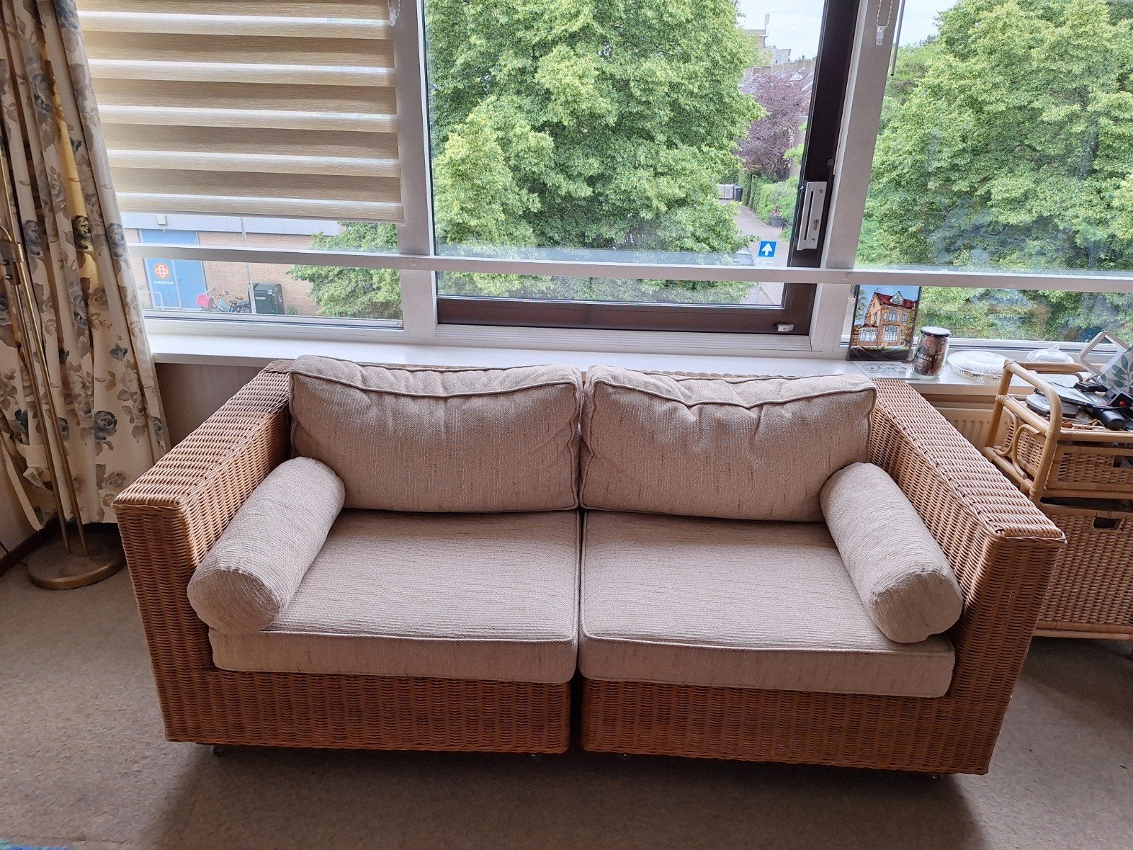 Rotan bank 170 breed, met opslagruimte, twee losse delen, Ophalen