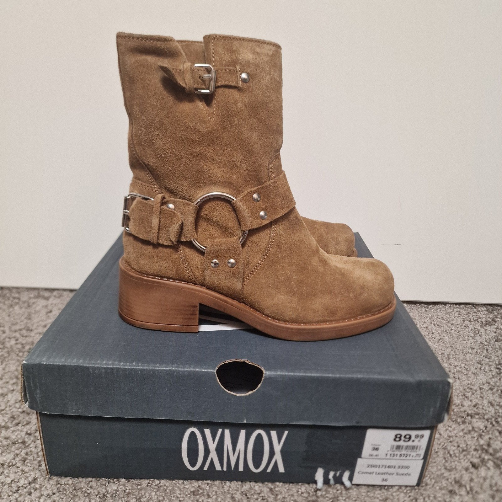 Oxmox Camel Leather Suede Laarzen - Maat 36, Oxmox, Bruin, Lage of Enkellaarzen, Nieuw