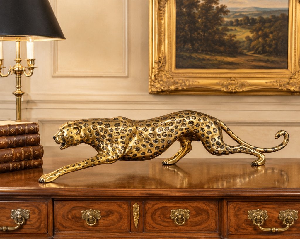 brons beeld van een cheetah, Overige onderwerpen, Ophalen of Verzenden, Brons, 1 meter - 2 meter