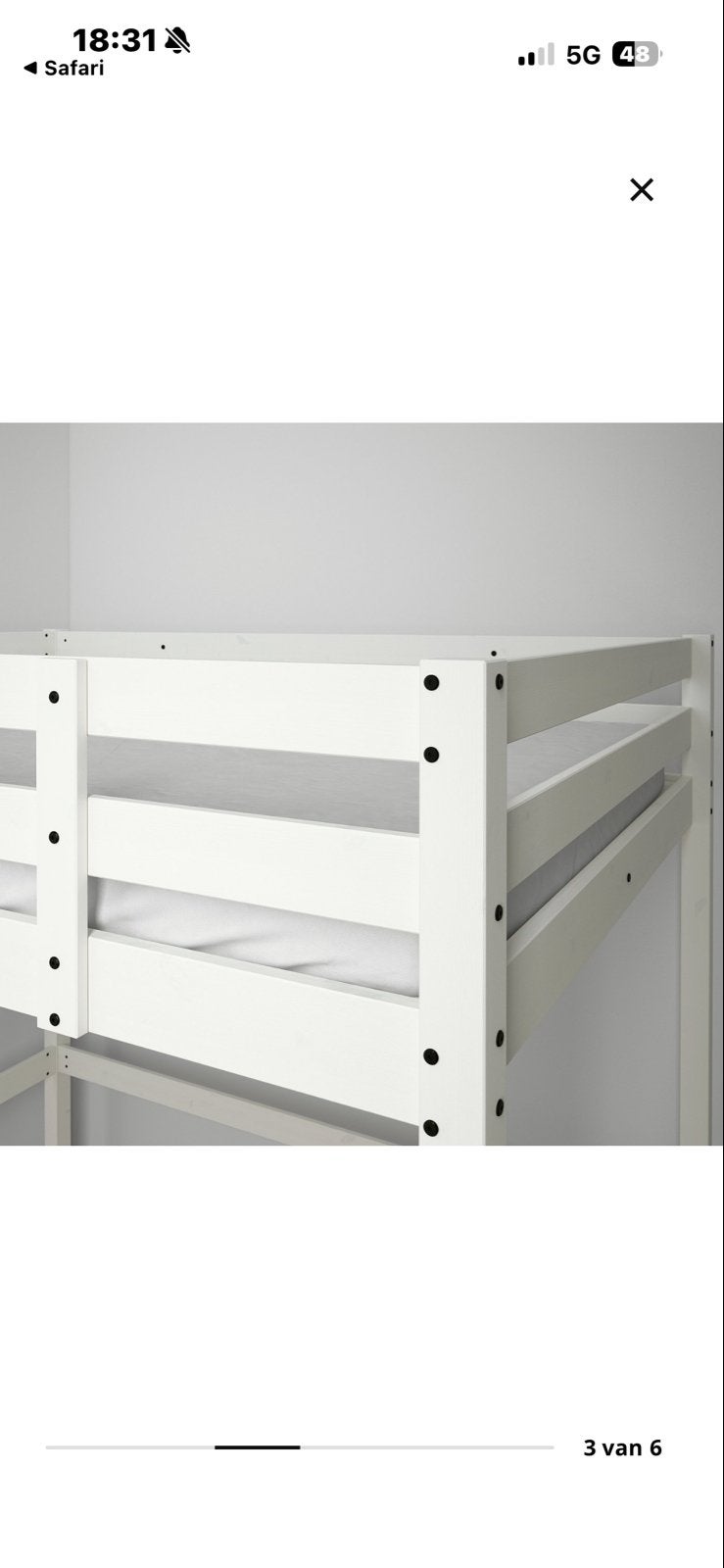 Hoogslaper wit - hoogte 10cm ingekort, Ophalen, Gebruikt, Hoogslaper, Tweepersoons