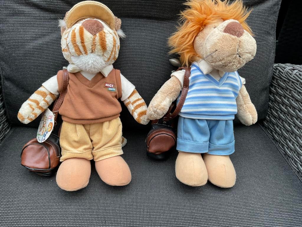 2 zgan, niet kapot, NICI sports tijger leeuw met golf tas, Ophalen, NICI, Overige karakters, Zo goed als nieuw