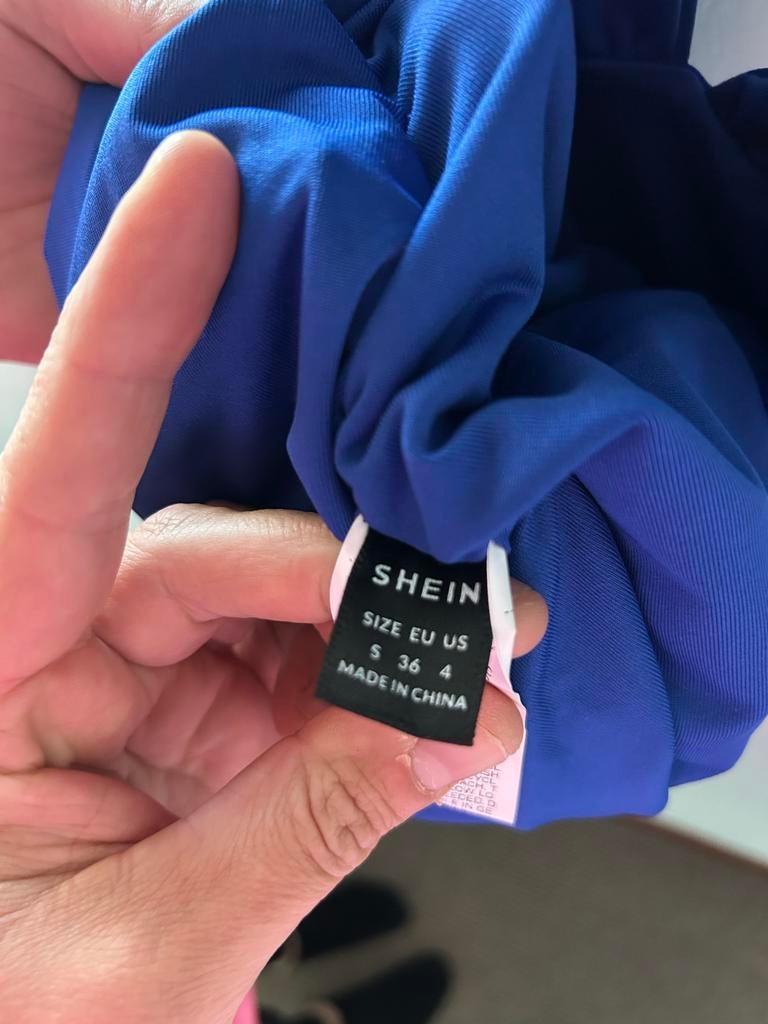 Shein Halter Mini Jurk - Blauw & Zwart (Maat S), Blauw, Ophalen of Verzenden, Zo goed als nieuw, Maat 36 (S)