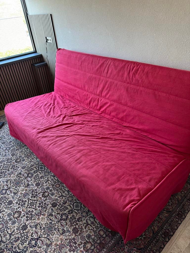 Ikea Beddinge bedbank incl topper en hoes (rood), Huis en Inrichting, Slaapkamer | Slaapbanken, Ophalen, Gebruikt, Tweepersoons