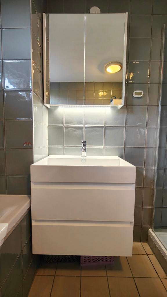 Hettich Wastafel, onderkast, spiegelkast, wastafelkraan, Huis en Inrichting, Badkamer | Badkamermeubels, Ophalen, 50 tot 100 cm