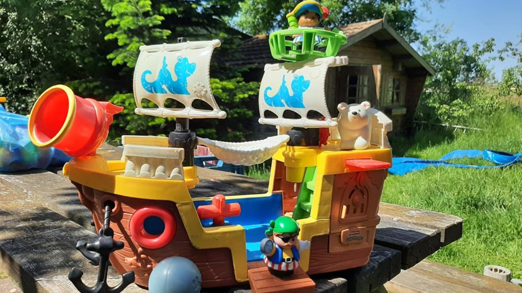 Little People Piratenschip met 2 piraten en ijsbeer, Ophalen of Verzenden, Gebruikt