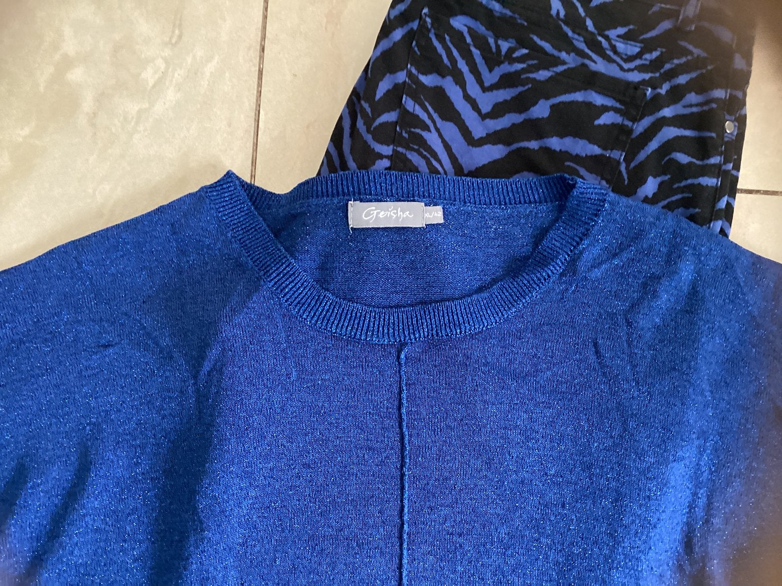 Originele Geisha tuniek met stretch broek XL, Ophalen, Blauw, Maat 46/48 (XL) of groter, Zo goed als nieuw