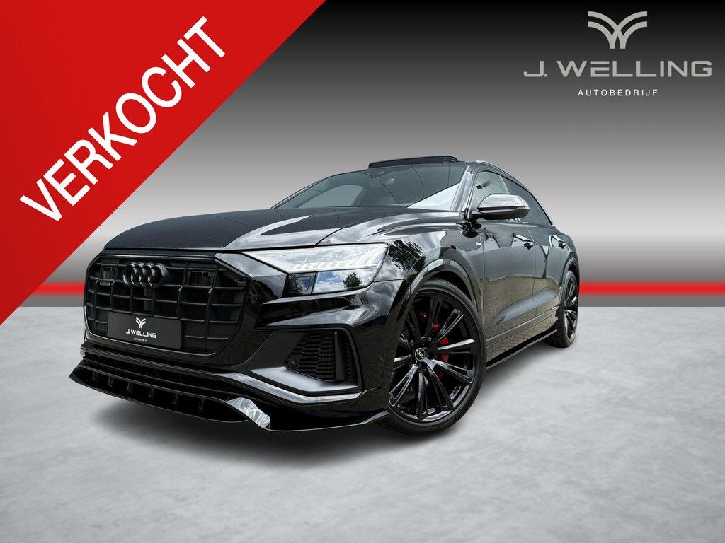 Audi Q8 55 TFSI e Quattro S-line pano B&O Tr.hk Matrix, Auto's, Audi, Automaat, Gebruikt, Euro 6, 2995 cc