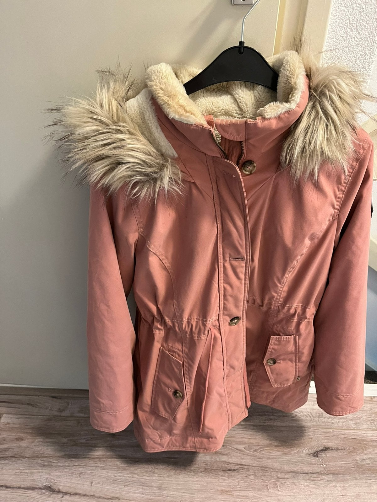 Hollister dames winterjas roze L, Ophalen, Zo goed als nieuw, Maat 38/40 (M), Roze