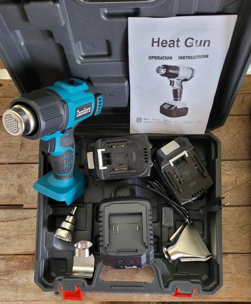Heteluchtpistool op accu met accessoires en koffer, Ophalen, Nieuw