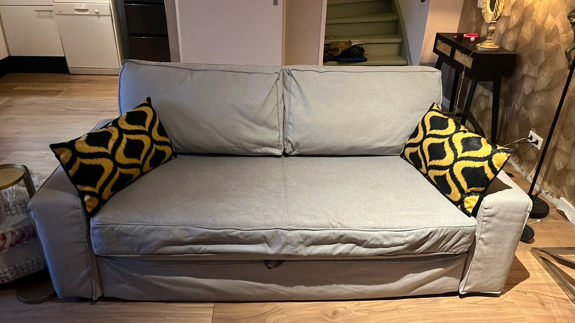 Comfortabele slaapbank Ikea - Lichtgrijs, zo goed als nieuw, Tweepersoons, Zo goed als nieuw, 200 cm, Grijs